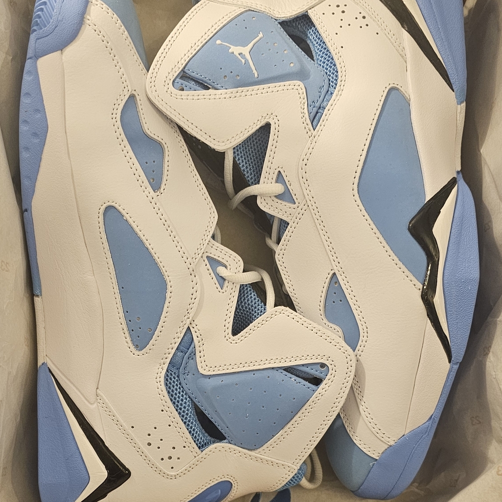 White and Blue Athletic Sneakers